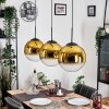 Gastor hanging light, globe light, pendant light gold, clear, 3-light sources