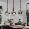 Gastor hanging light, globe light, pendant light chrome, clear, Smoke-coloured, 3-light sources