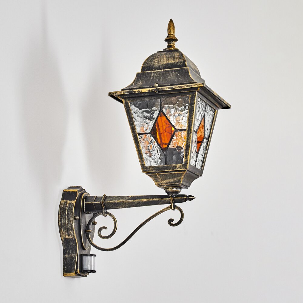 Chatelain outdoor light, outdoor wall light gold, black, 1-light source, Motion sensor