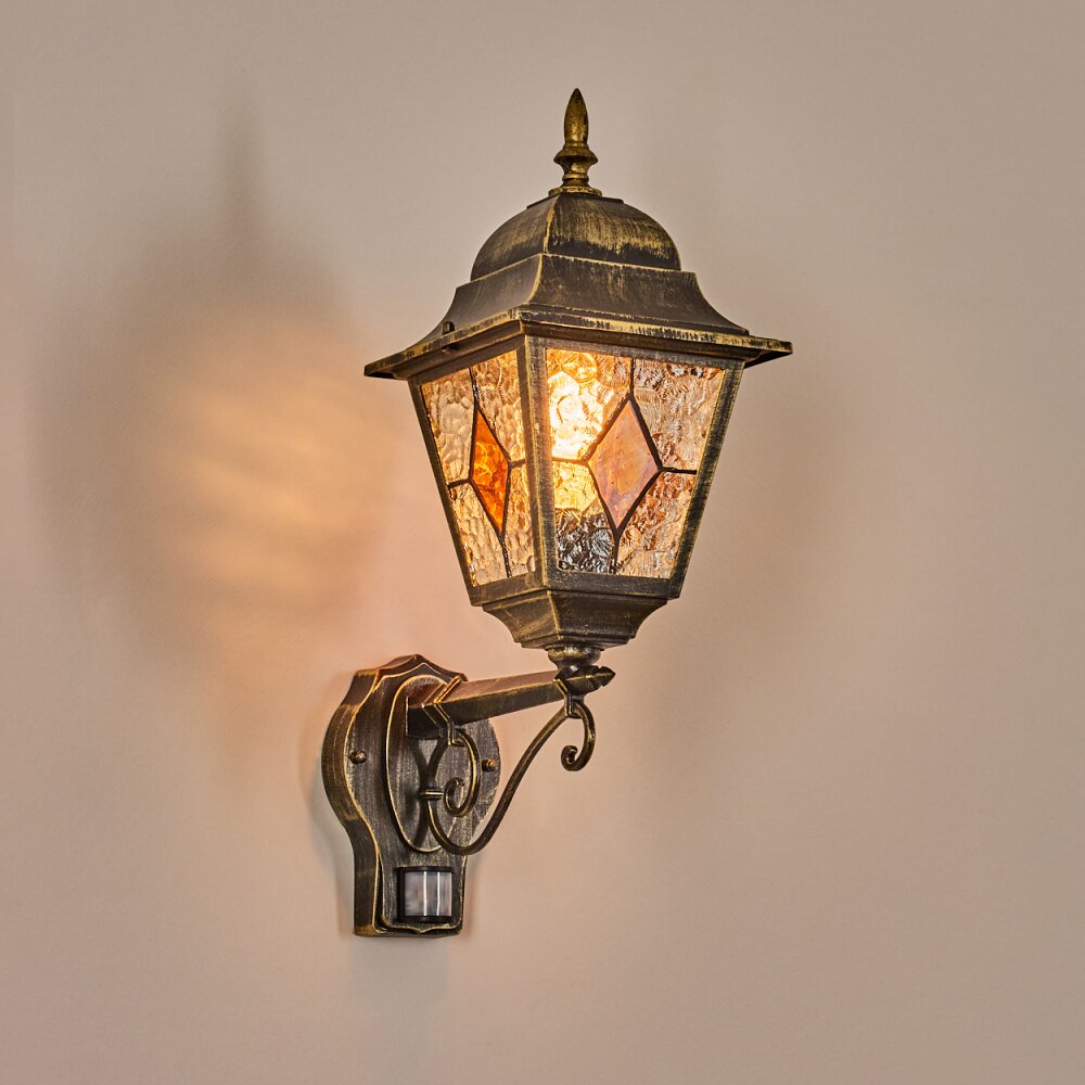 Chatelain outdoor light, outdoor wall light gold, black, 1-light source, Motion sensor