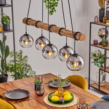 Koyoto hanging light, globe light, pendant light Ecru, black, 5-light sources