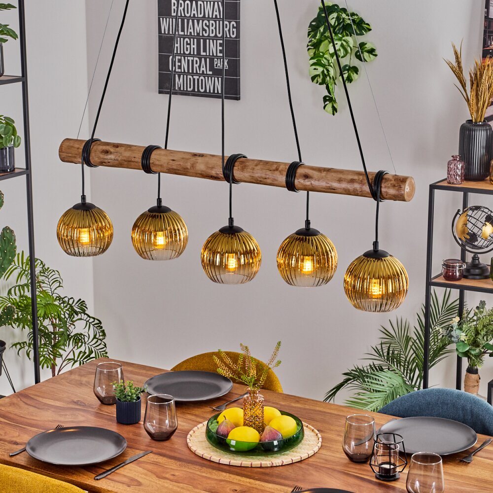 Koyoto hanging light, globe light, pendant light Ecru, black, 5-light sources
