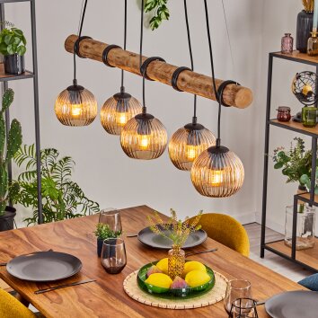 Koyoto hanging light, globe light, pendant light Ecru, black, 5-light sources