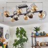 Koyoto ceiling light, globe light Amber, chrome, Smoke-coloured, 10-light sources