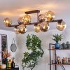 Koyoto ceiling light, globe light Amber, chrome, Smoke-coloured, 10-light sources