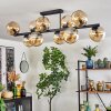 Koyoto ceiling light, globe light Amber, 10-light sources