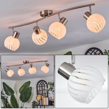 Dysted ceiling light, globe light matt nickel, 4-light sources