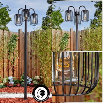 Lejonbacken outdoor light, lamp post, path light black, 3-light sources