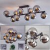 Gastor ceiling light, globe light chrome, Smoke-coloured, 10-light sources