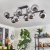 Gastor ceiling light, globe light chrome, Smoke-coloured, 10-light sources