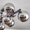 Gastor ceiling light, globe light chrome, Smoke-coloured, 10-light sources