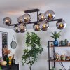 Gastor ceiling light, globe light chrome, Smoke-coloured, 10-light sources