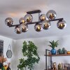 Gastor ceiling light, globe light chrome, Smoke-coloured, 10-light sources