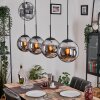 Gastor hanging light, globe light, pendant light chrome, Smoke-coloured, 4-light sources