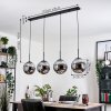 Gastor hanging light, globe light, pendant light chrome, Smoke-coloured, 4-light sources