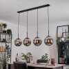 Gastor hanging light, globe light, pendant light chrome, Smoke-coloured, 4-light sources