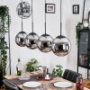 Gastor hanging light, globe light, pendant light chrome, Smoke-coloured, 4-light sources