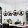 Gastor hanging light, globe light, pendant light chrome, Smoke-coloured, 4-light sources