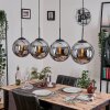 Gastor hanging light, globe light, pendant light chrome, Smoke-coloured, 4-light sources