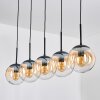 Gastor hanging light, globe light, pendant light Amber, clear, 5-light sources