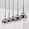 Gastor hanging light, globe light, pendant light chrome, clear, Smoke-coloured, 5-light sources