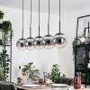 Gastor hanging light, globe light, pendant light chrome, clear, Smoke-coloured, 5-light sources