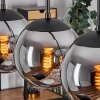 Gastor hanging light, globe light, pendant light chrome, Smoke-coloured, 5-light sources