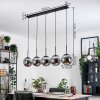 Gastor hanging light, globe light, pendant light chrome, Smoke-coloured, 5-light sources