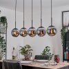 Gastor hanging light, globe light, pendant light chrome, Smoke-coloured, 5-light sources