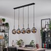 Gastor hanging light, globe light, pendant light chrome, Smoke-coloured, 5-light sources