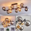 Gastor ceiling light, globe light Amber, Smoke-coloured, 10-light sources