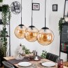 Gastor hanging light, globe light, pendant light Amber, 3-light sources