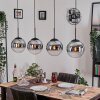 Gastor hanging light, globe light, pendant light chrome, clear, Smoke-coloured, 4-light sources