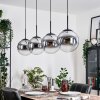 Gastor hanging light, globe light, pendant light chrome, clear, Smoke-coloured, 4-light sources