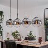 Gastor hanging light, globe light, pendant light chrome, clear, Smoke-coloured, 4-light sources