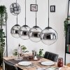 Gastor hanging light, globe light, pendant light chrome, clear, Smoke-coloured, 4-light sources