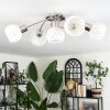 Dysted ceiling light, globe light matt nickel, 5-light sources