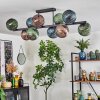 Koyoto ceiling light, globe light blue, green, coppery, 10-light sources