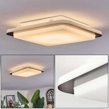 Carregueira ceiling light, Panel LED silver, white, 1-light source, Motion sensor