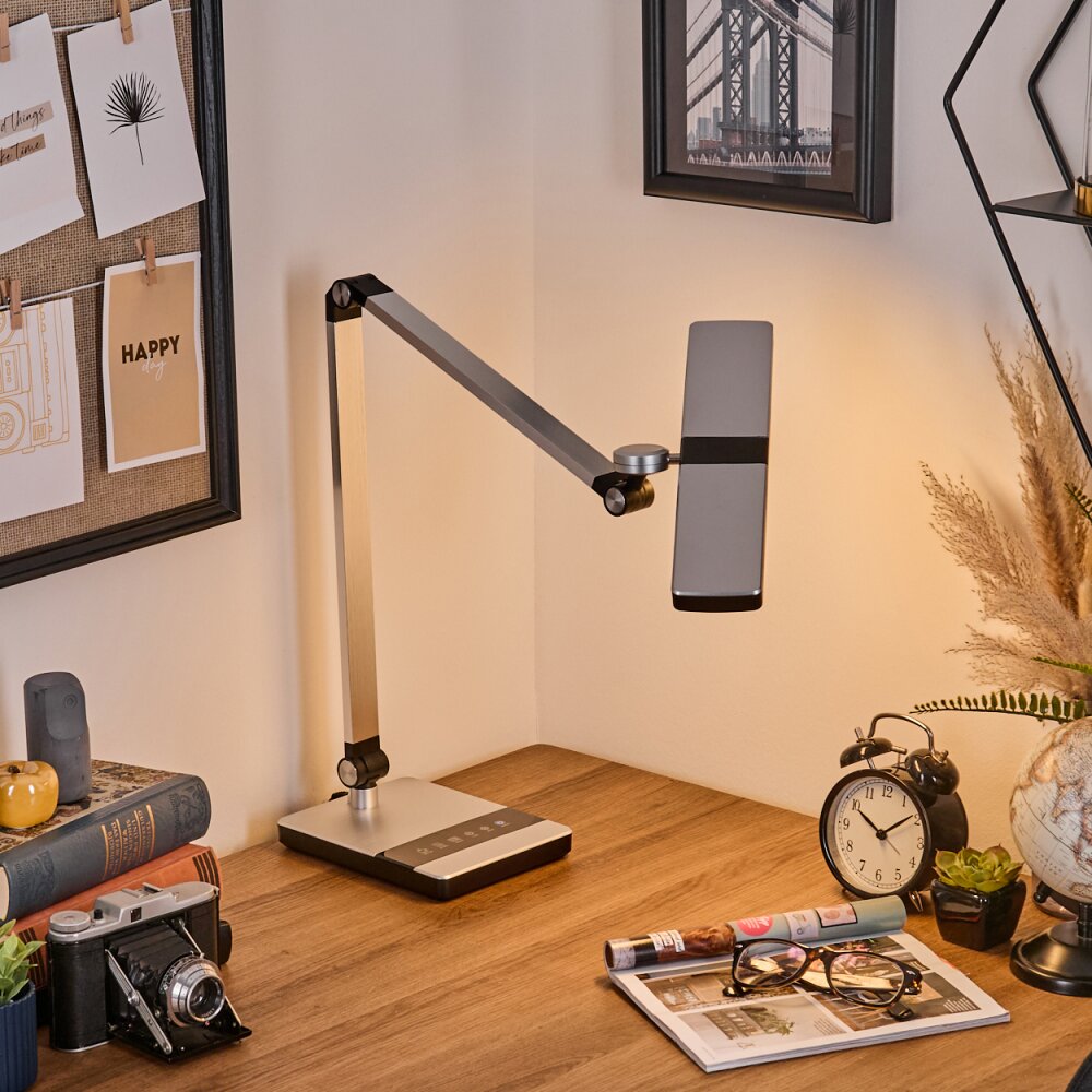 Pedreiras desk lamp, table lamp, Reading light LED black, silver, 1-light source