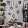 Gastor hanging light, globe light, pendant light chrome, Smoke-coloured, 5-light sources