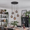 Gastor hanging light, globe light, pendant light chrome, Smoke-coloured, 5-light sources