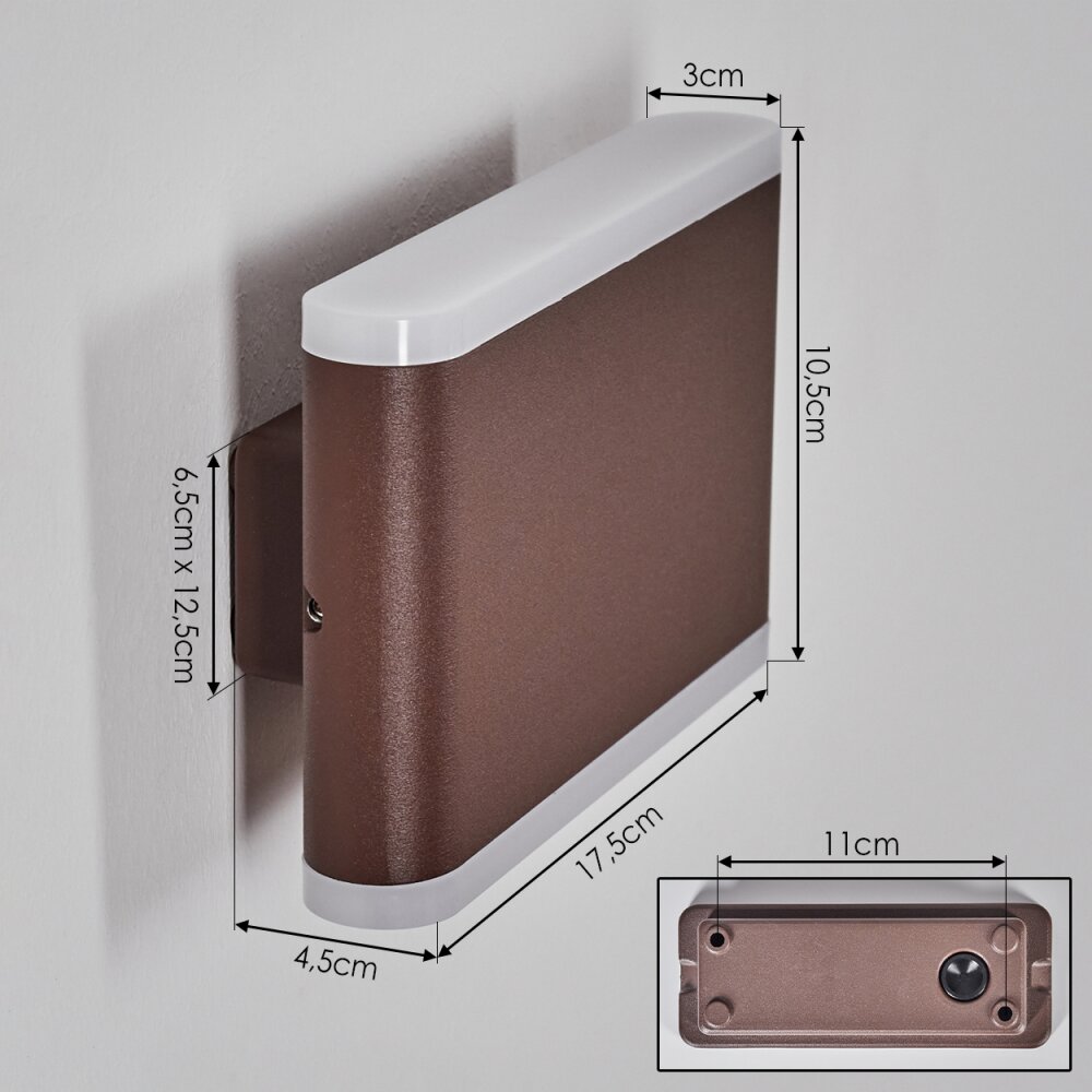 Gamas outdoor wall light, wall light brown, rust-coloured, 1-light source