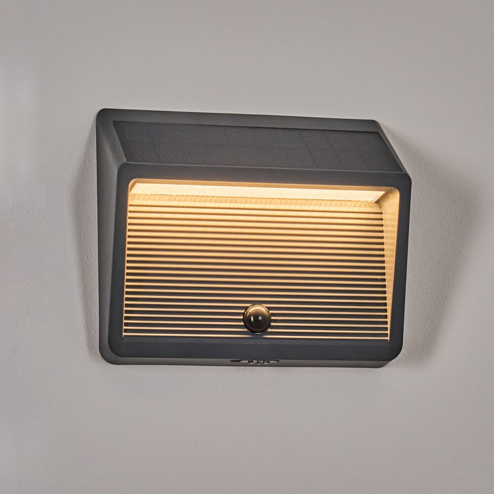 Pedreiras outdoor wall light, solar light, wall light LED anthracite, 1-light source, Motion sensor
