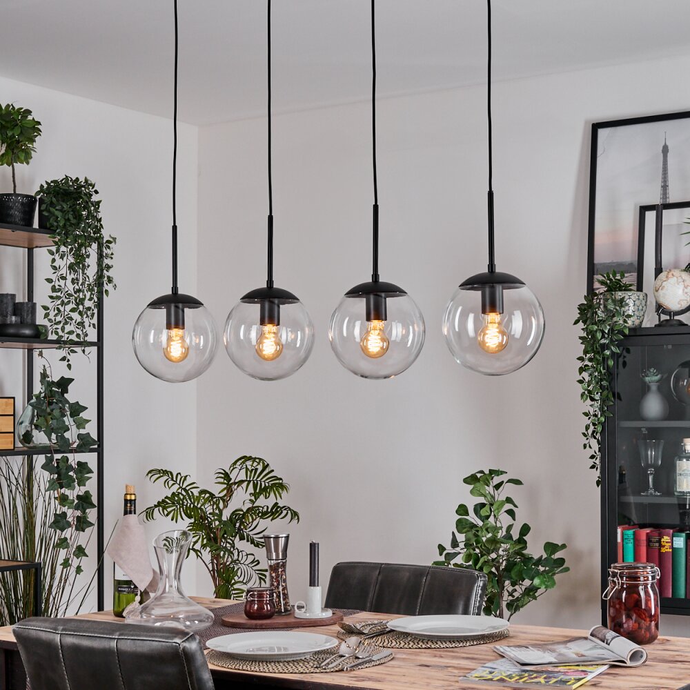 Gastor hanging light, globe light, pendant light clear, 4-light sources