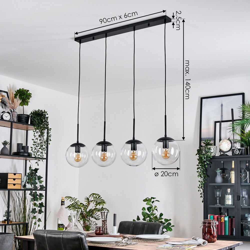 Gastor hanging light, globe light, pendant light clear, 4-light sources