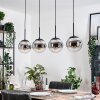 Gastor hanging light, globe light, pendant light chrome, Smoke-coloured, 4-light sources