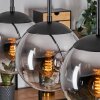 Gastor hanging light, globe light, pendant light chrome, Smoke-coloured, 4-light sources