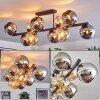 Koyoto ceiling light, globe light Amber, chrome, Smoke-coloured, 10-light sources