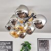 Koyoto ceiling light, globe light Amber, chrome, Smoke-coloured, 10-light sources